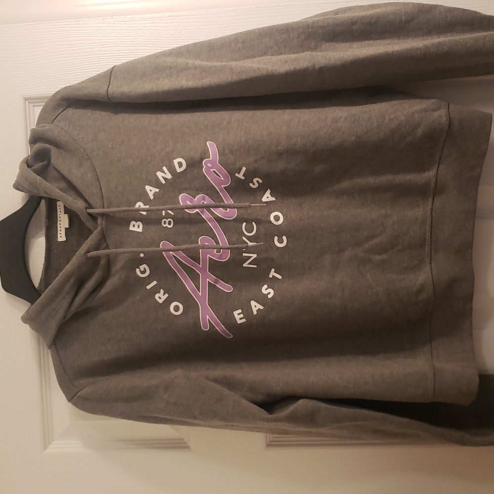 Aeropostale Gray Hoodie with Purple Logo